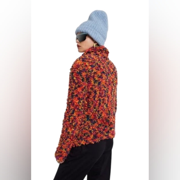 Desigual Putney Knitted Short Jumper Marbled Multi-Coloured Longsleeve Large - Picture 2 of 10